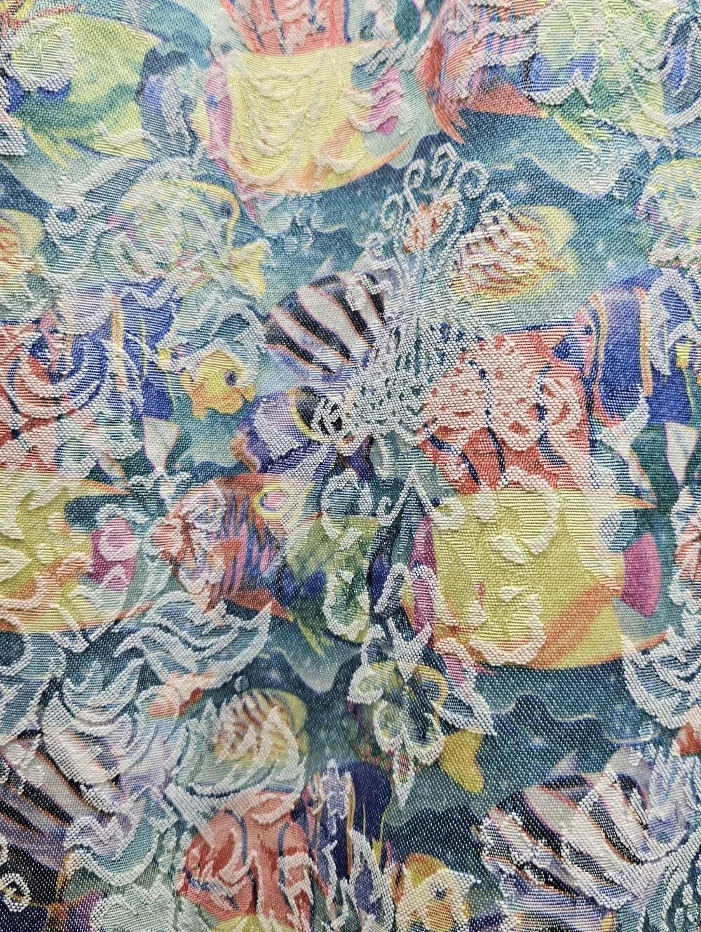 JC Penney Home Tropical Fish Jacquard Shower Curtain Coral Reef Tropical Bright